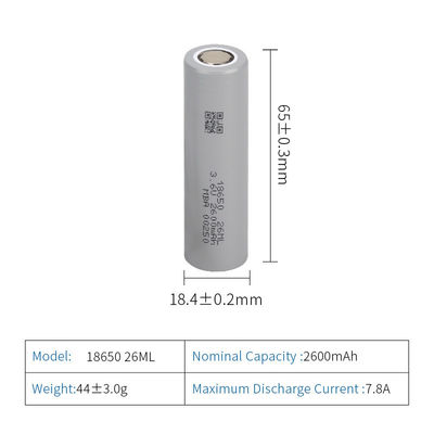 2600mAh Li Ion Cylindrical Rechargeable Battery 18650 Li Ion Low Temperature