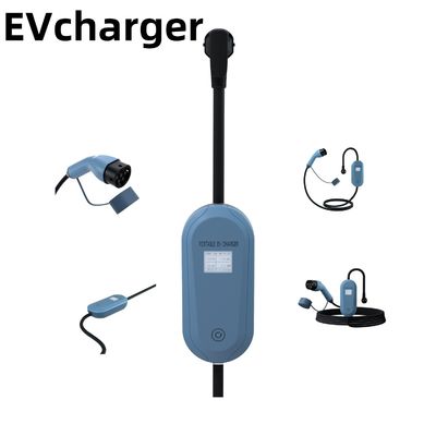 Blue Portable Ev Charging Station 3.5kw Mobile Ev Charger For Roadside Use