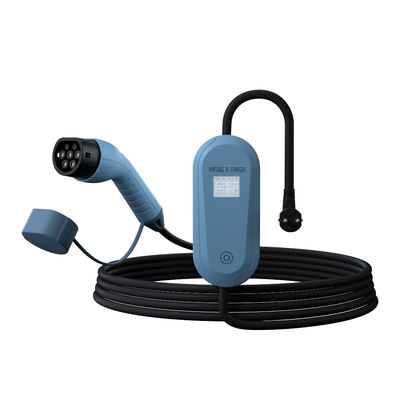 Blue Portable Ev Charging Station 3.5kw Mobile Ev Charger For Roadside Use