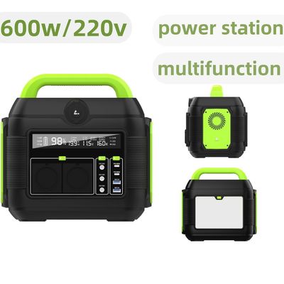 Un AC Socket 600W Rechargeable Lighting Portable Mobile Power Station Solar Generator