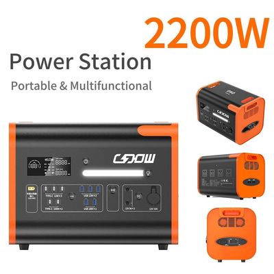 Emergency Outdoors 2200W Portable Power Station with Type-C 3*18W/2*100W Orange Black