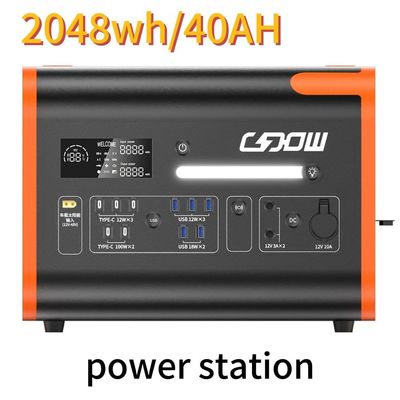 AC Pure Sine Wave 2200W/2048wh Portable Power Station for Outdoor Family Camping Trip