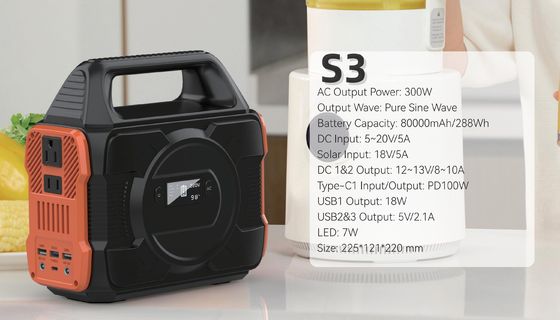 110/220V 300W/288wh Sine Wave Generator Outdoor Power Station in Customizable Colour
