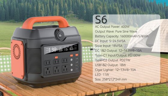 600W/576wh Emergency Power Station for Outdoor and Home Power Supplying Solution