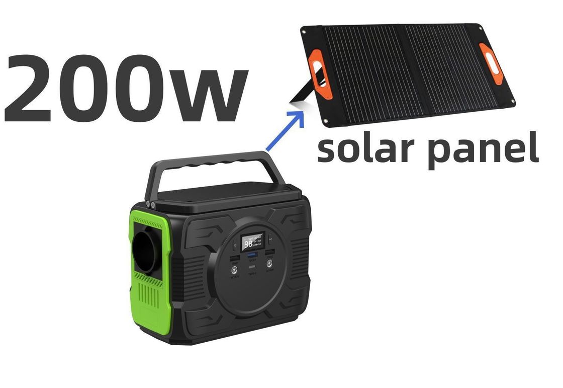 200W UPS Mobile Power Station for Outdoor Solar Panel Charging and LED Lights Camping