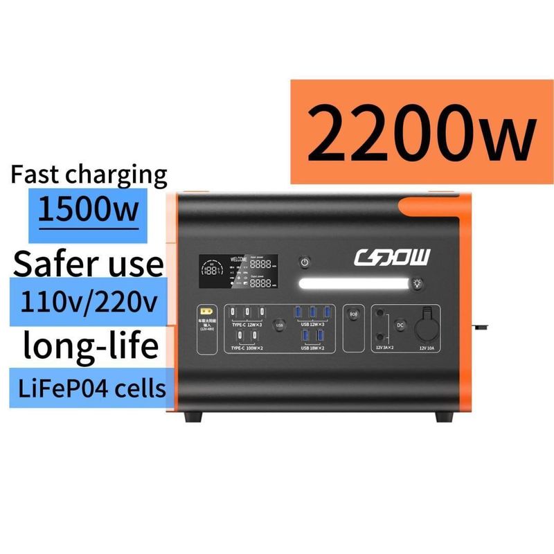 220V±5% AC Output Voltage 15W Wireless Charging Long-Life LiFePO4 Cells Fast Charging