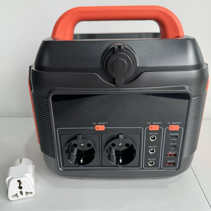 600W AC-DC Mobile Emergency Home Outdoor Portable Power Station Black Solar Generator