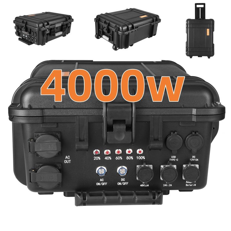4000W Power Pull Rod Portable Solar Power Station with Large Capacity Lithium Battery
