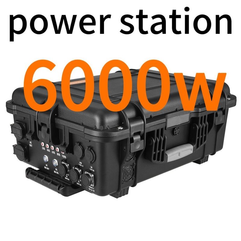 Black 6kw Power Station ABS Alloy Outdoor Portable Power Supply for Outdoor Adventures
