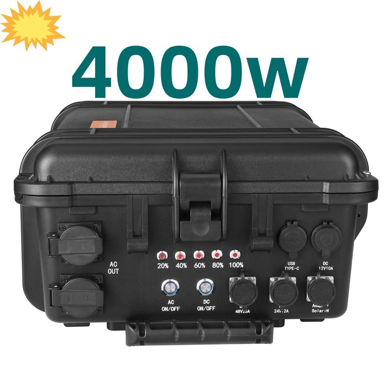 4000W Portable Power Station with All AC Output Socket and LiFePO4 Lithium Battery