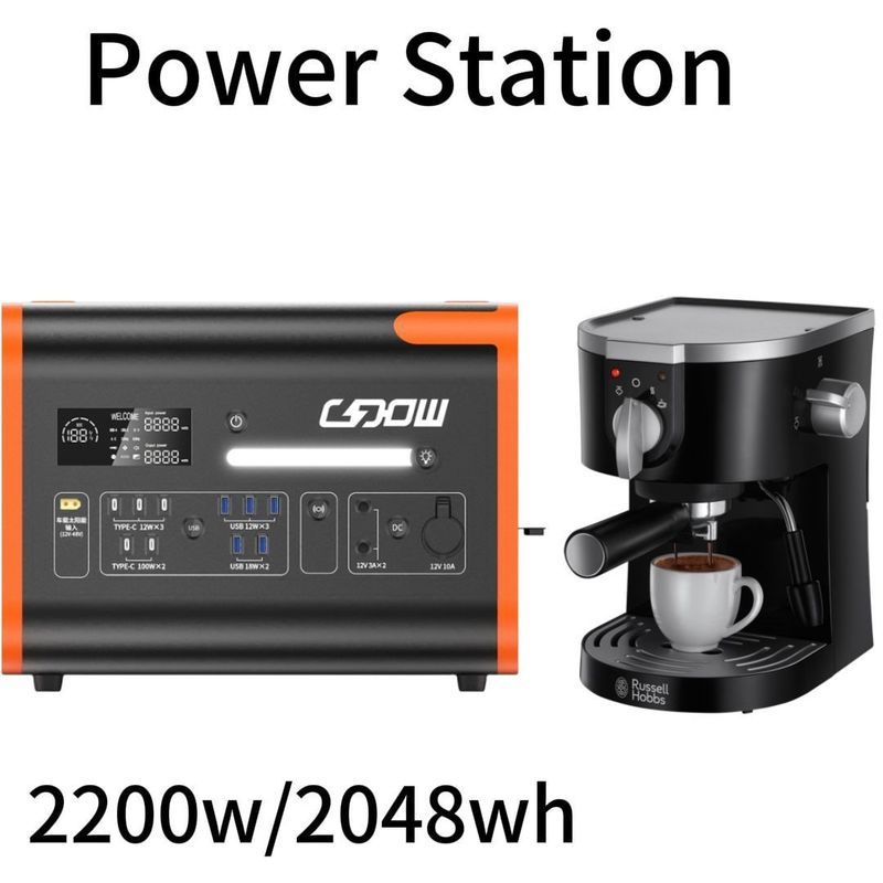 Solar Output Power and Lithium Iron Battery Generator 2200W Portable Power Station for AT22