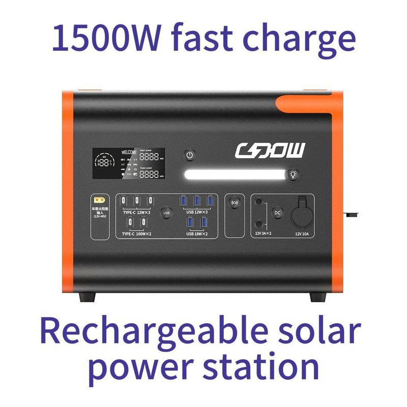Portable Rechargeable Solar Power Station 2200W LiFePO4 Battery Generator for Outdoor