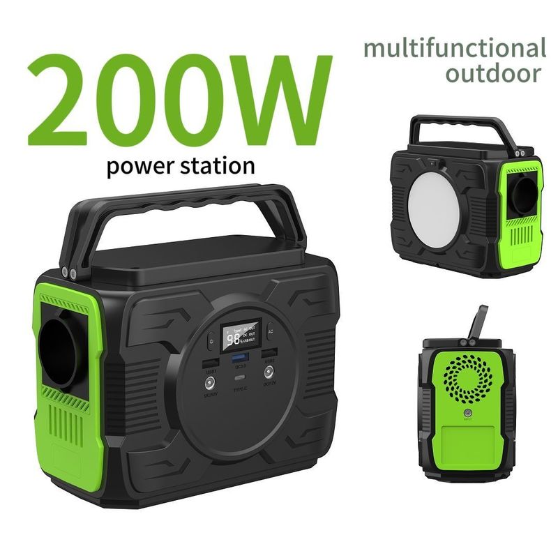 12V/3A Type C Input/Output 200W Camping Solar Power Station with Lithium Battery