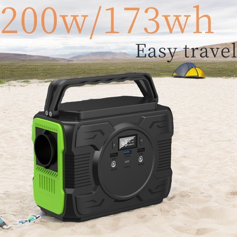 Emergency Camping 200W Power Station with LiFePO4 Battery and Portable Solar Generator