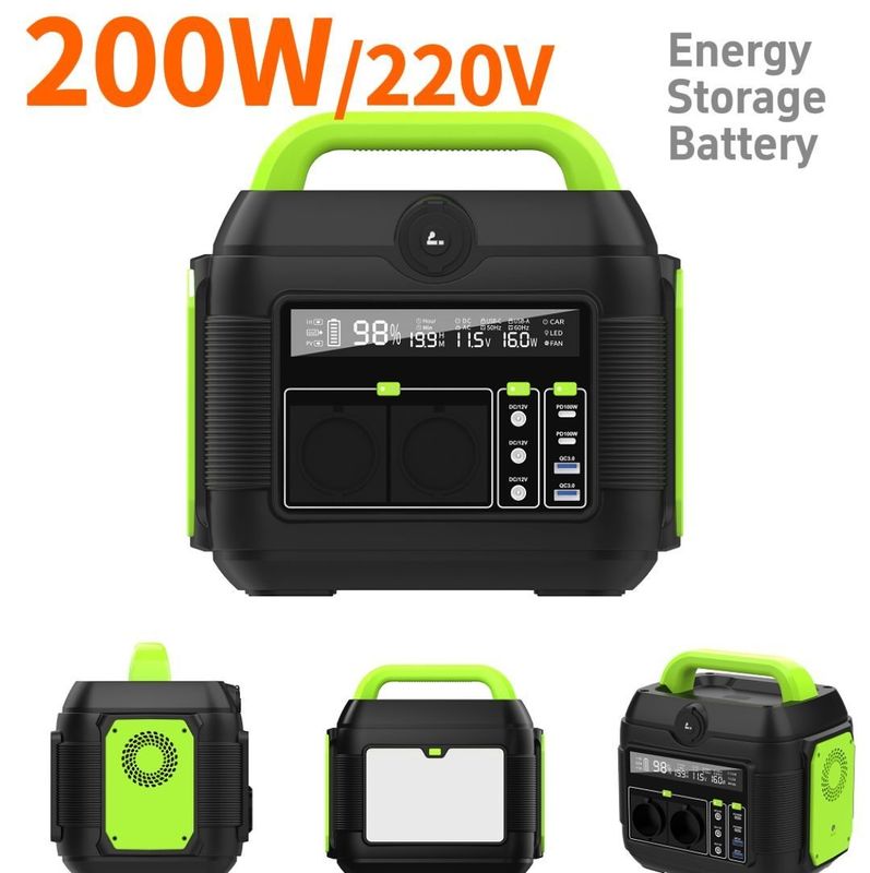 Wireless Charging and AC Output 200W Portable Solar Power Station for Camping