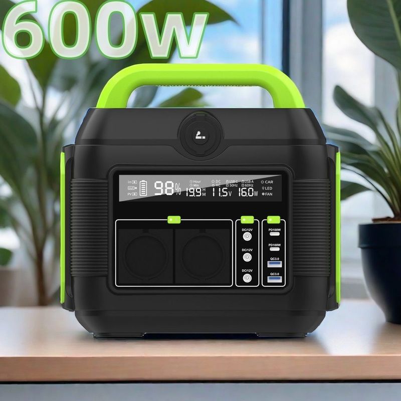 MPPT Solar Generator 600W 576Wh 14.4V 40Ah 160000mAh Reveal LCD Portable Power Station