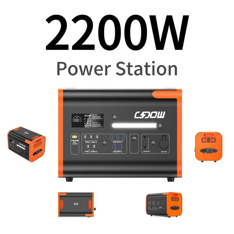 2200W 2000W 2500W Portable Battery Power Station with AC Charging and Type C USB Output