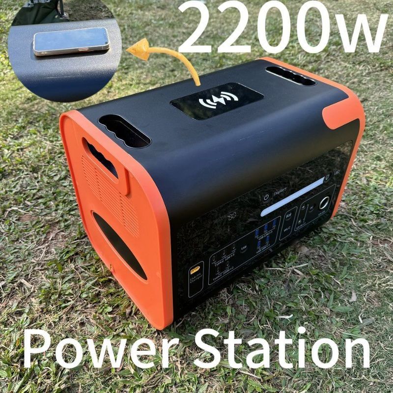 800W Solar Charging Black and Orange Outdoor Camping Portable Energy Hub 2kw Power Station