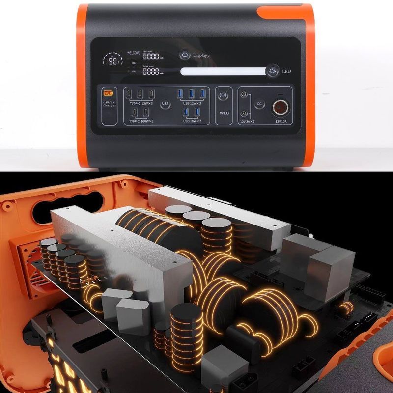 2200W40ah Wireless Charging Solar Energy Storage Power Station in Hot Orange with Black