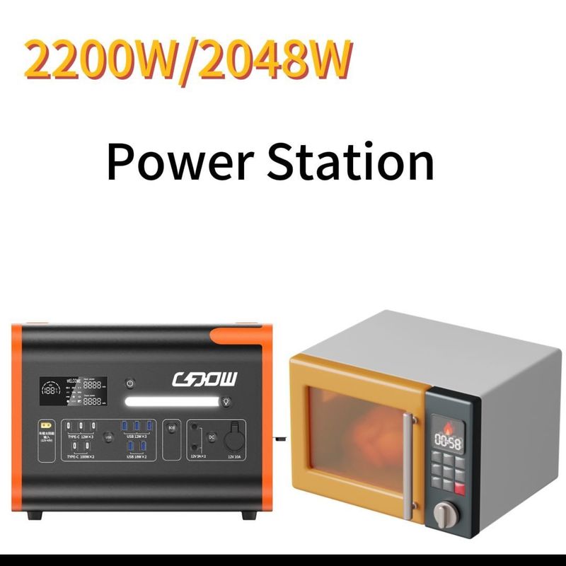 Portable Power Station 1500W/2200W/3000W UPS with All AC Output Socket in Black Orange