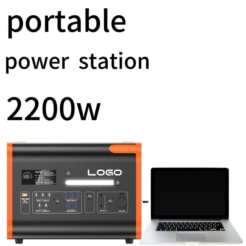 2200W110/220V Orange with Black Silent Outdoor Home Emergency Power Station and Durable
