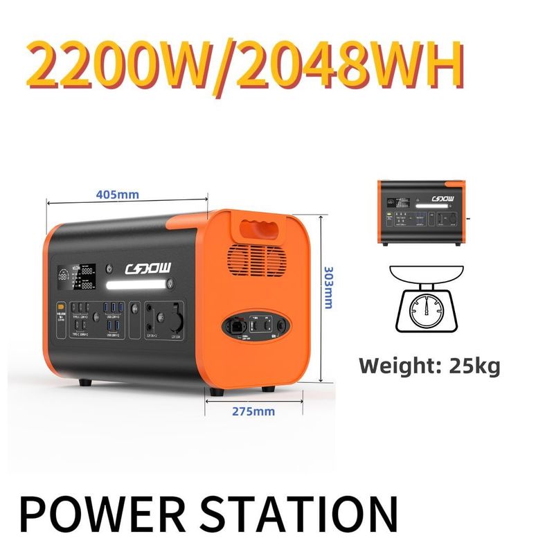 2200W CE Certified Portable Power Station for Outdoor and Emergency 110V 220V AC Output