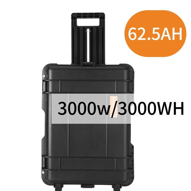 3000W/62.5ah Black Wear-Resistant Fireproof Portable Power Station with High Capacity
