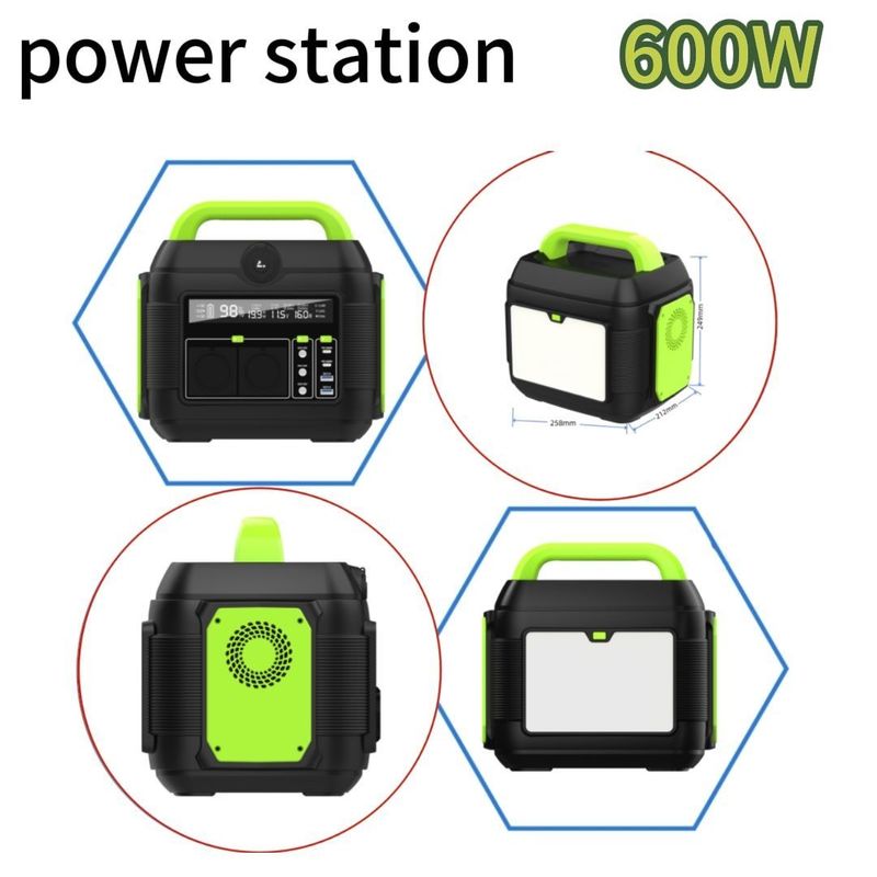 110V/220V Support Portable Power Station with 600W/1500W Output and DC Output 12-13V 10A
