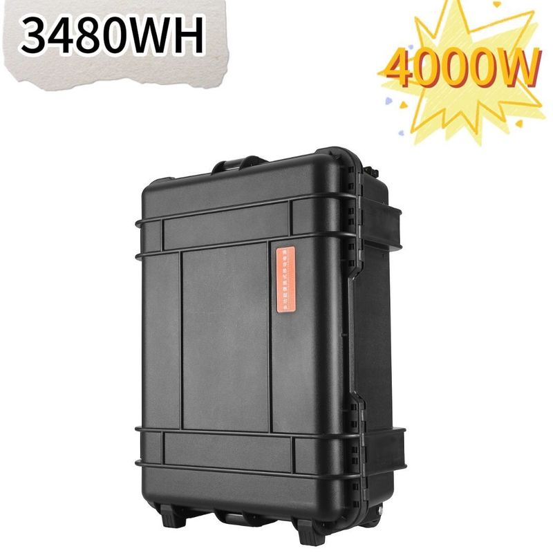 Black Drawbar Box 4000W Solar Generator Portable Power Station for Outdoor Drone Photography