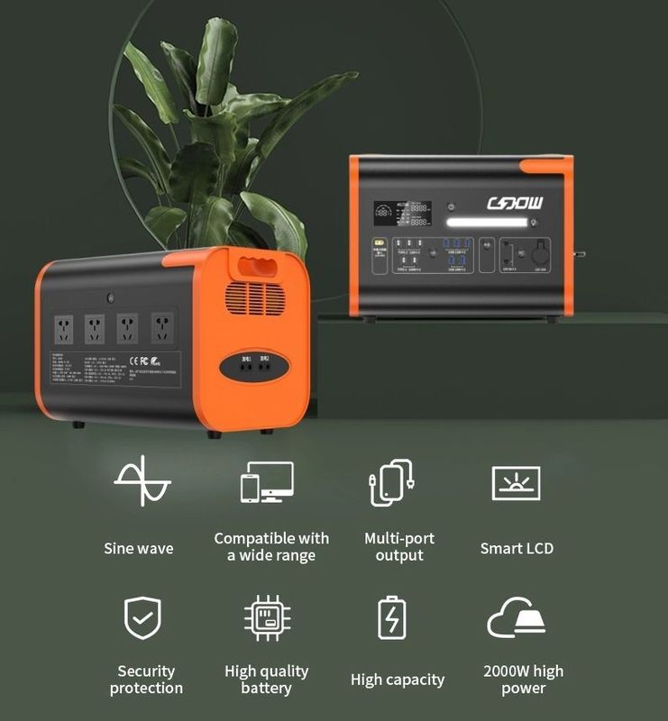 AT22 Solar Generator 2200W 220V 110V LiFePO4 Portable Solar Power Station Orange Black