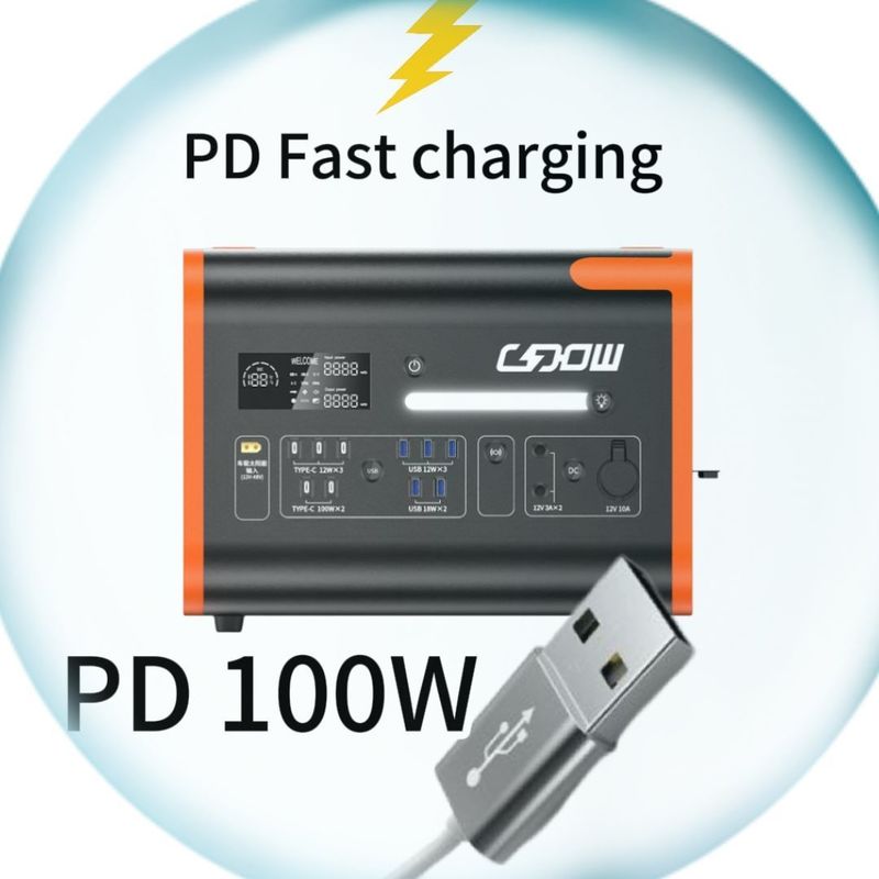 2200W/2000W/2400W Portable Power Station with LCD Display Orange Black Customizable