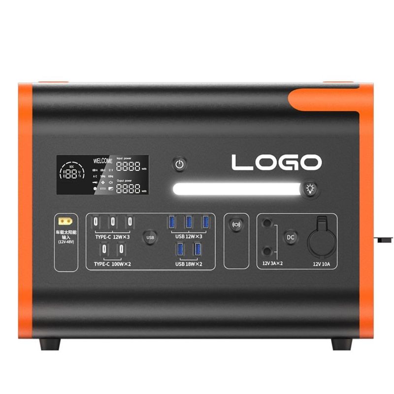 40ah Orange OEM ODM 2200W Home Solar Generator Outdoor Camping Portable Power Station