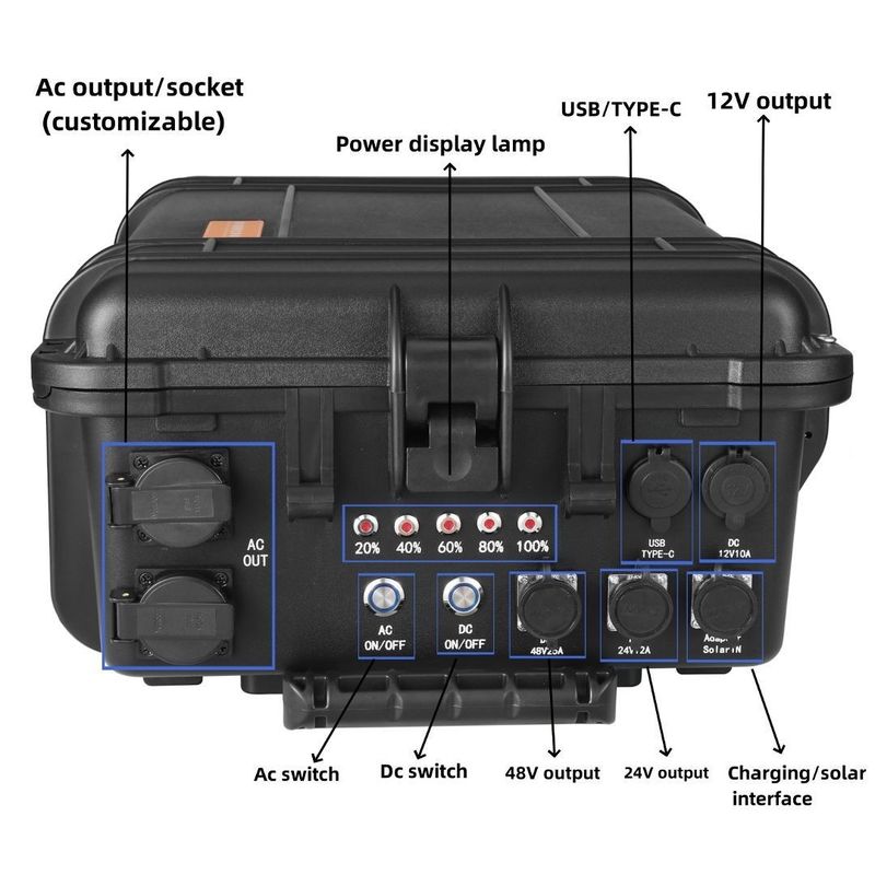 Portable 6000W Solar Generator for Outdoor RV Home Power Station AC Output 110V/220V